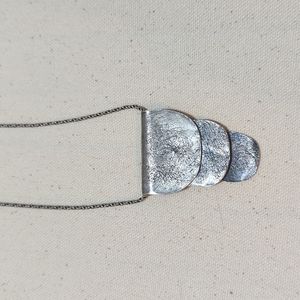 Artisan sterling silver stacked half-moon necklace